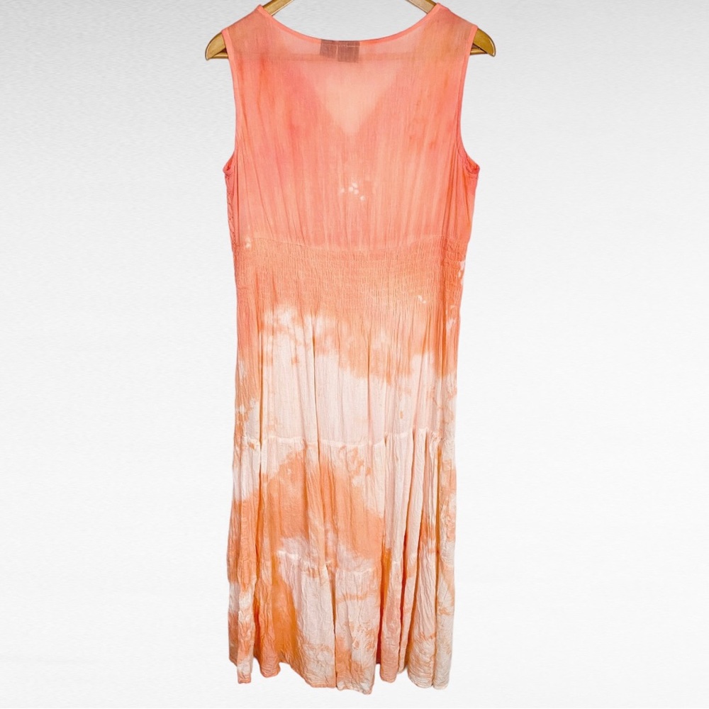VINTAGE | R.S. Fashion Coastal Coral Tie Dye Embroidered Sequin Sleeveless Dress - Picture 5 of 8